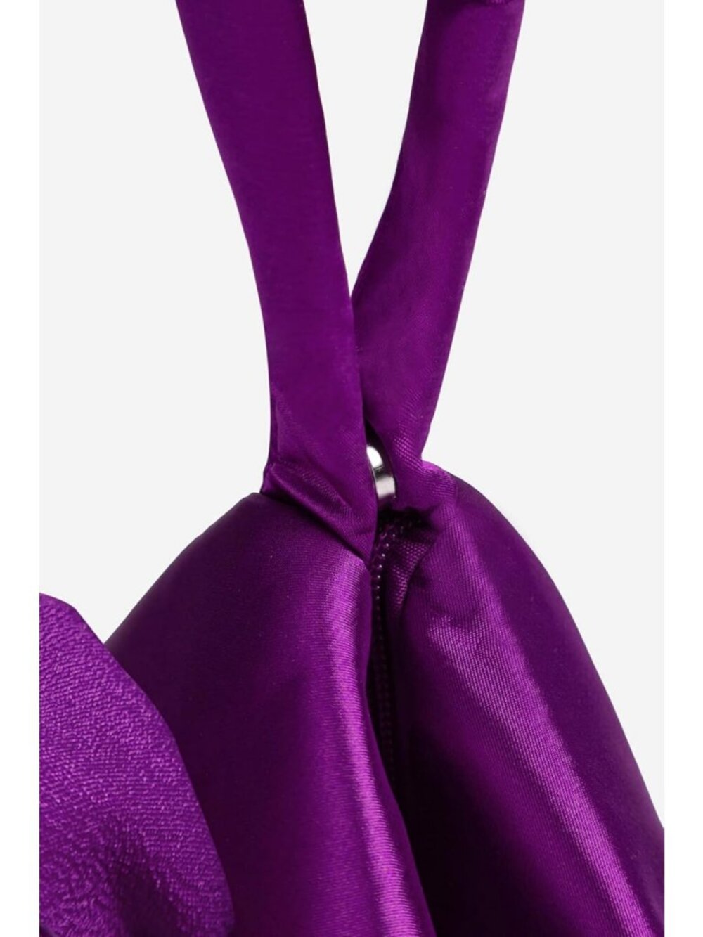 Women's Purple Satin Flower Triangle Clutch Wristlet Purse Prom Evening Bag - Picture 6 of 6